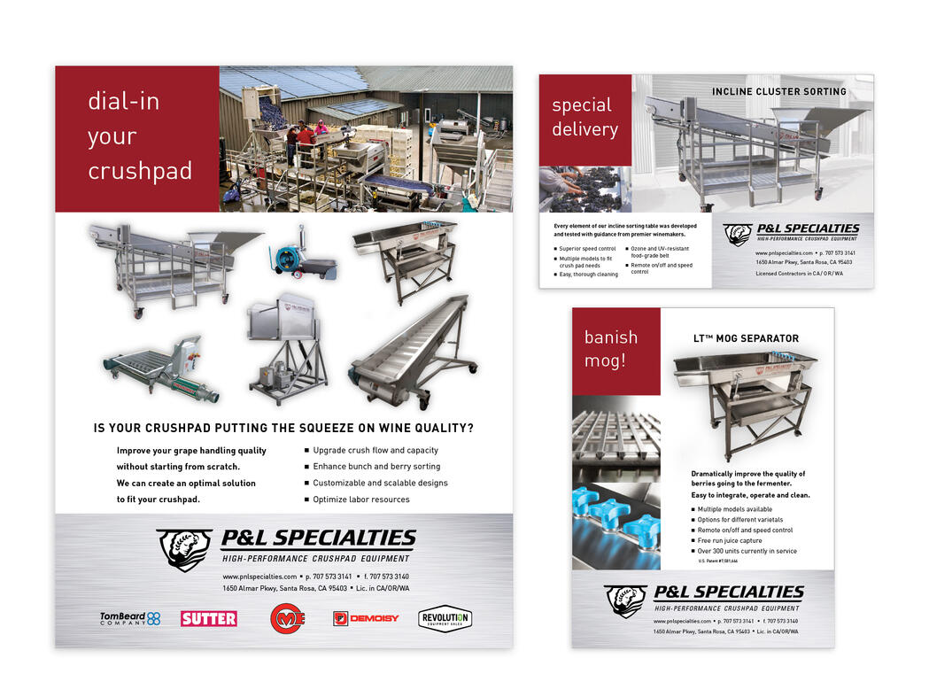 P&L Specialties | Wine Business Monthly & Wines & Vines Color Ads