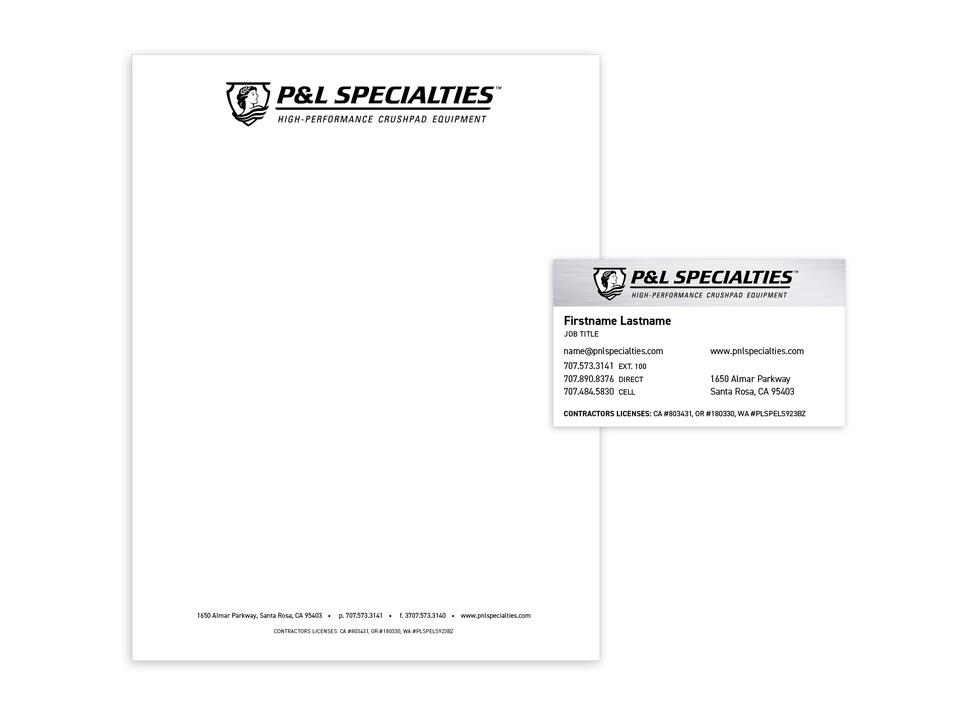 P&L Specialties | Letterhead and Business Card