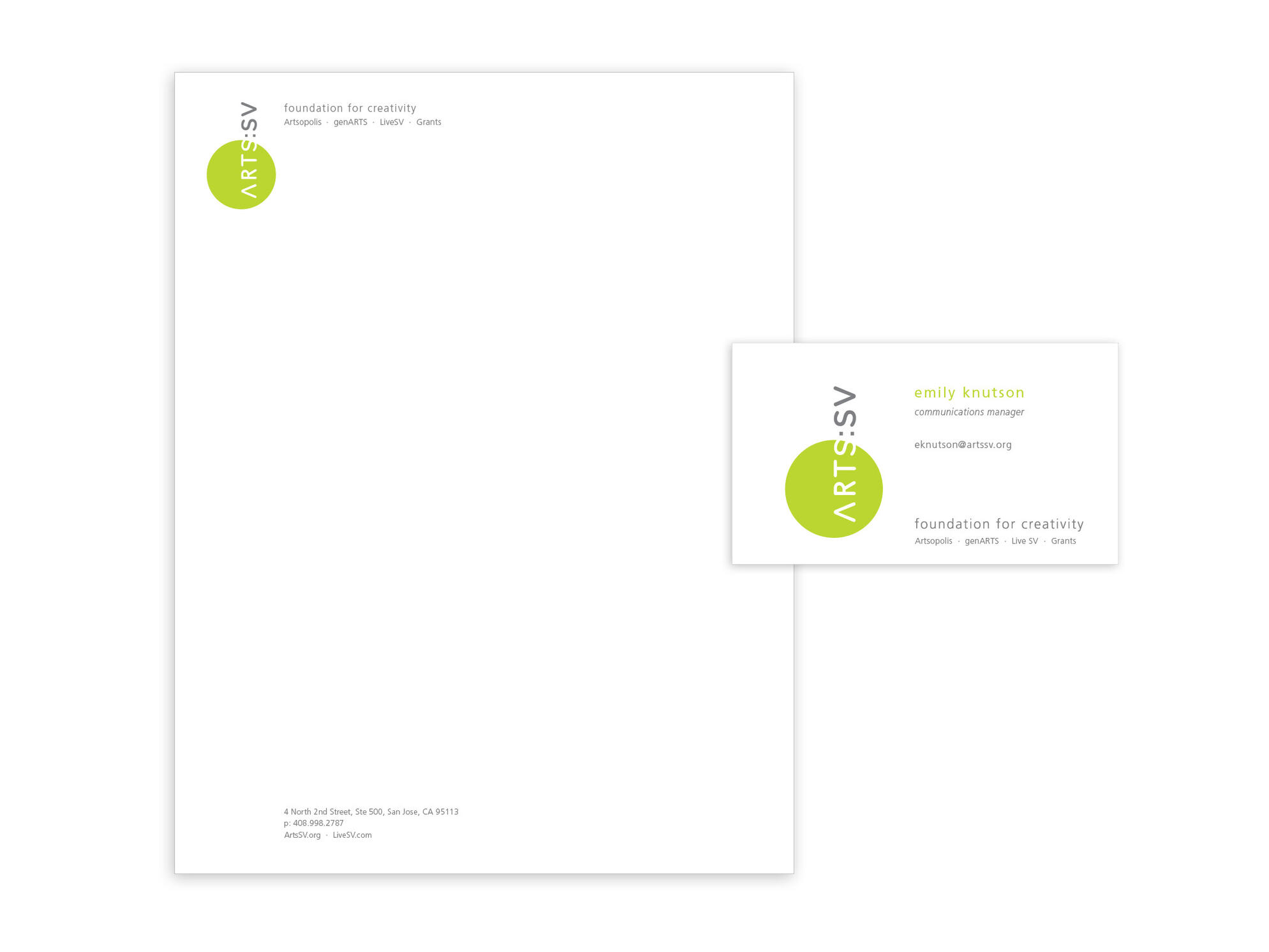 Arts: Silicon Valley | Letterhead and Business Card