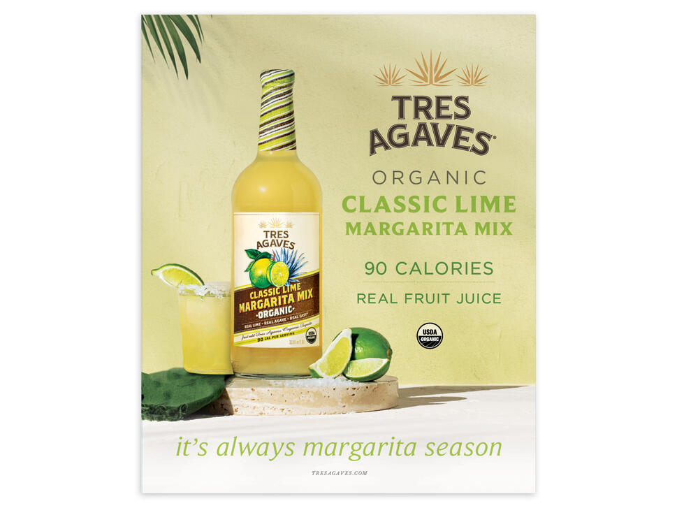 Tres Agaves | Classic Lime Margarita Mix Flow Key Visual
