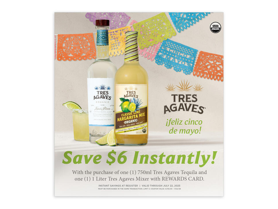 Tres Agaves | Tequila Blanco and Classic Lime Margarita Mix Cinco de Mayo In-Store Offer