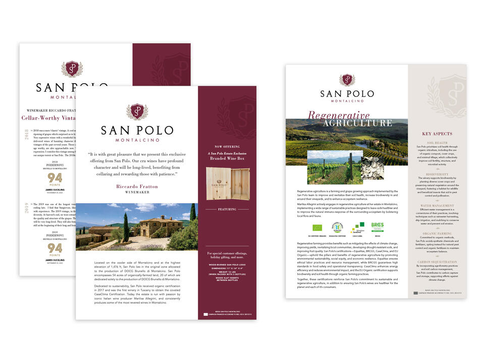 San Polo Montalcino | Sales Sheets: Special Wine Offering Info Sheet and Regenerative Agriculture