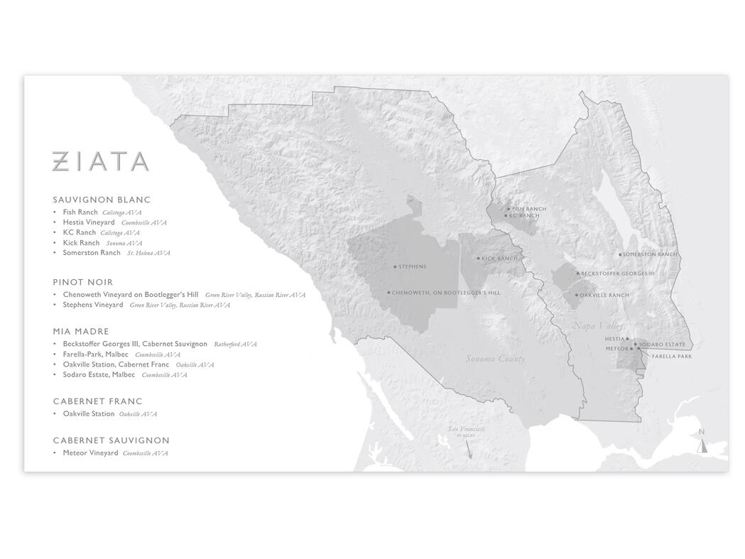 ZIATA | Vineyard Map. Made with Google Earth, Adobe Illustrator, and Powerpoint.