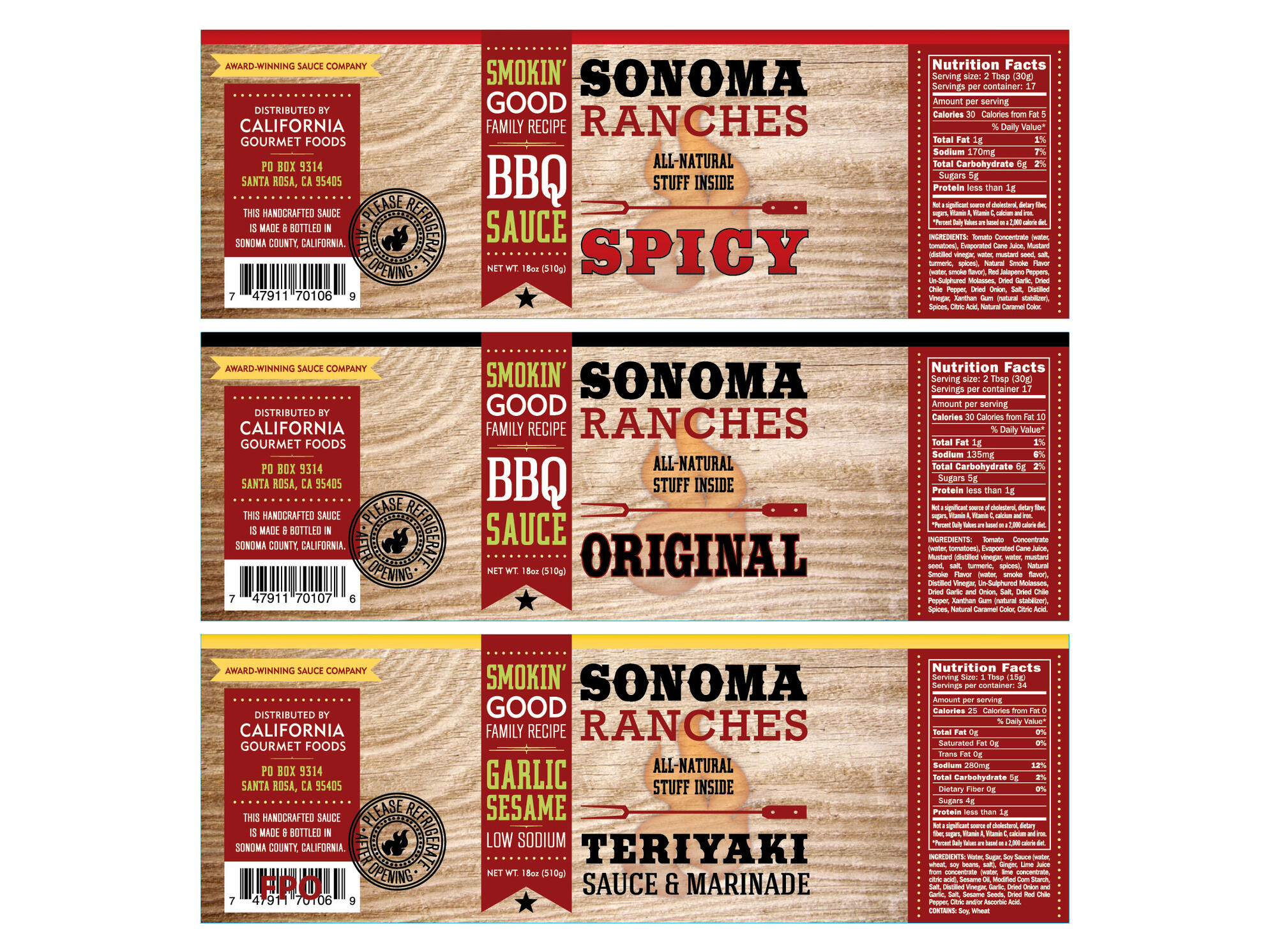 Sonoma Ranches | Package Labels