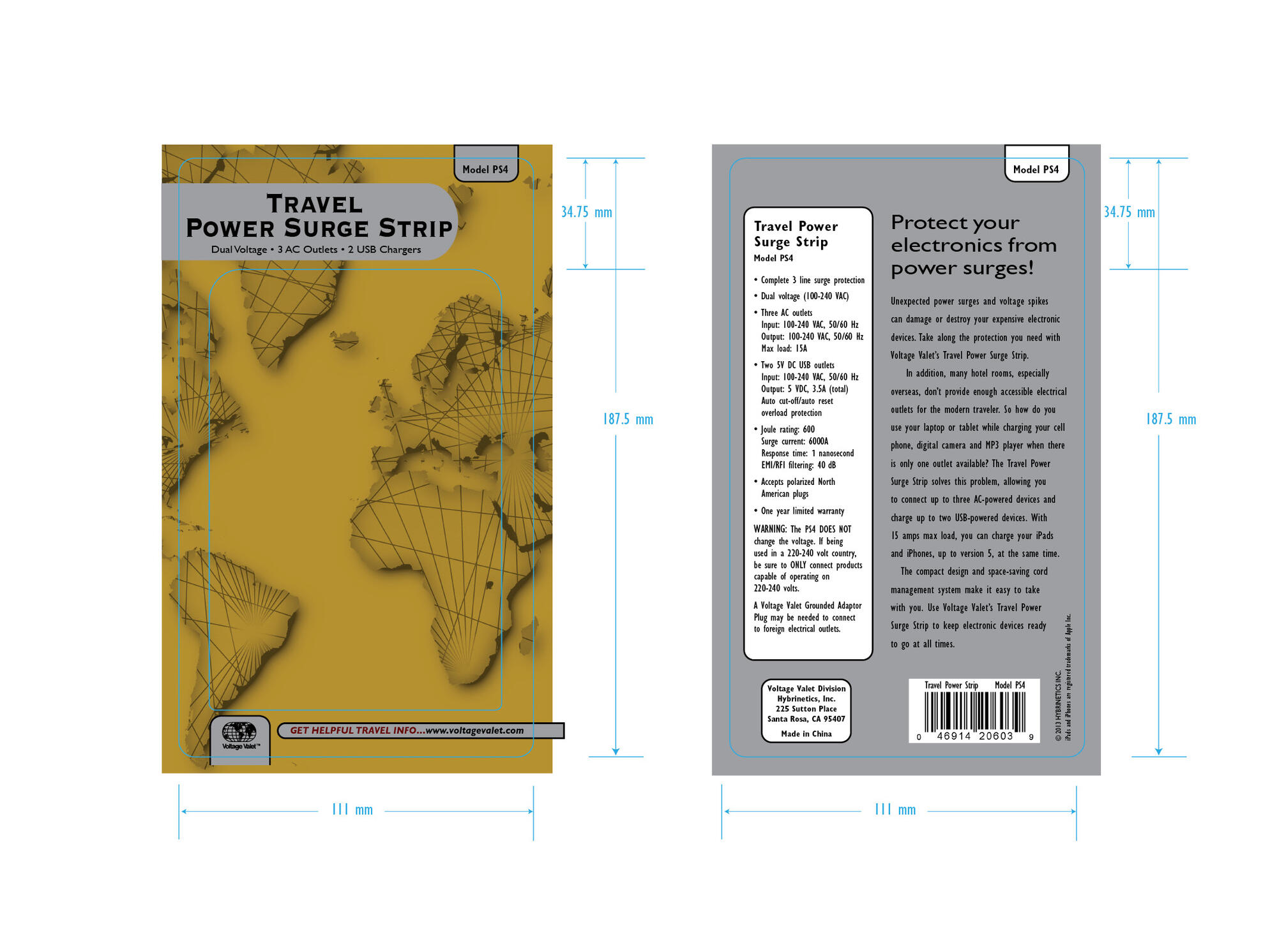 Voltage Valet | Travel Power Surge Strip Blister Pack