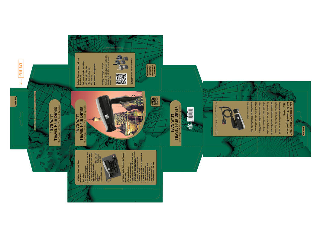 Voltage Valet | Travel Hair Dryer Package Dieline