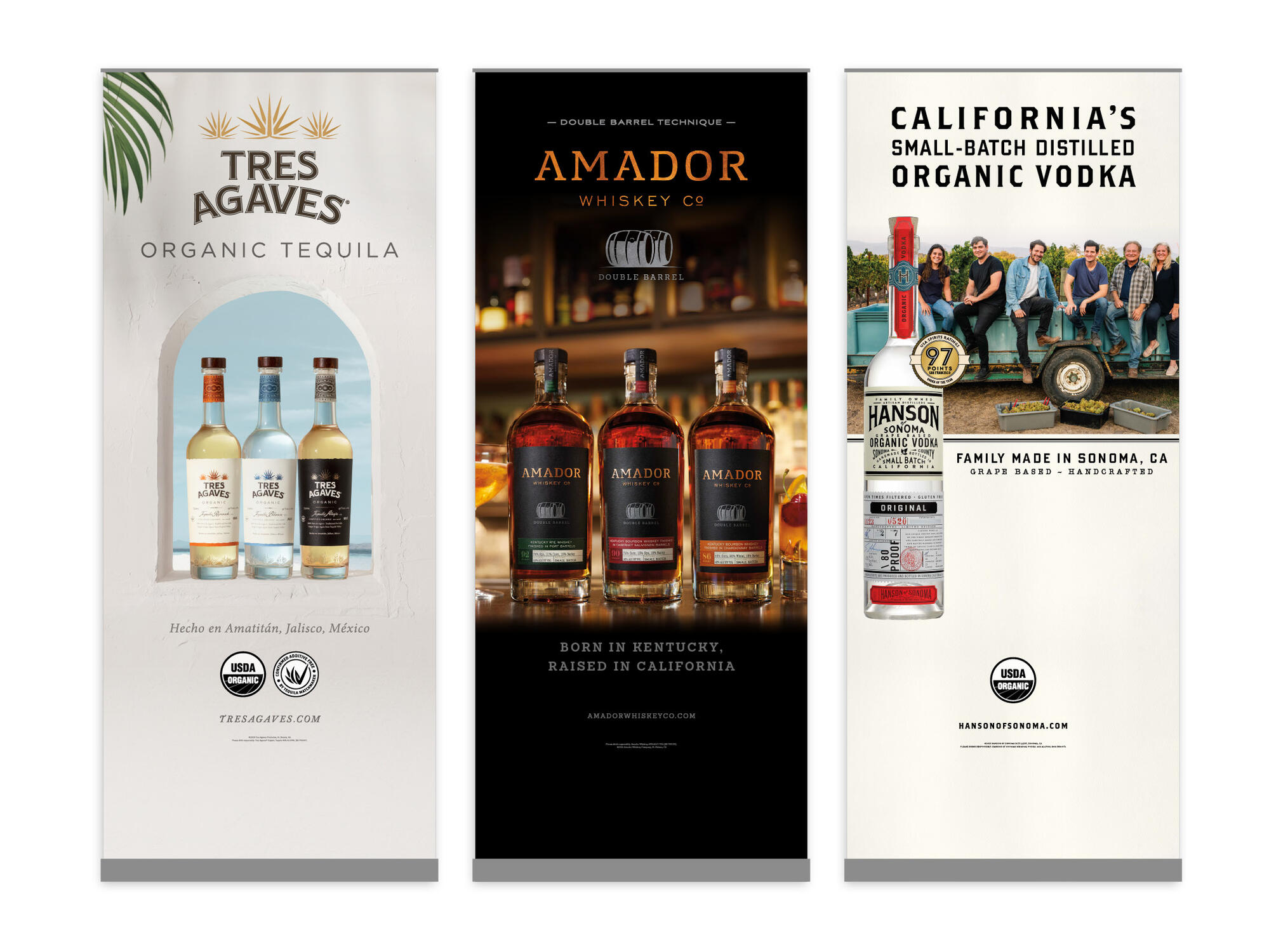 Tres Agaves, Amador Whiskey, Hanson Vodka | Pull-up Banners