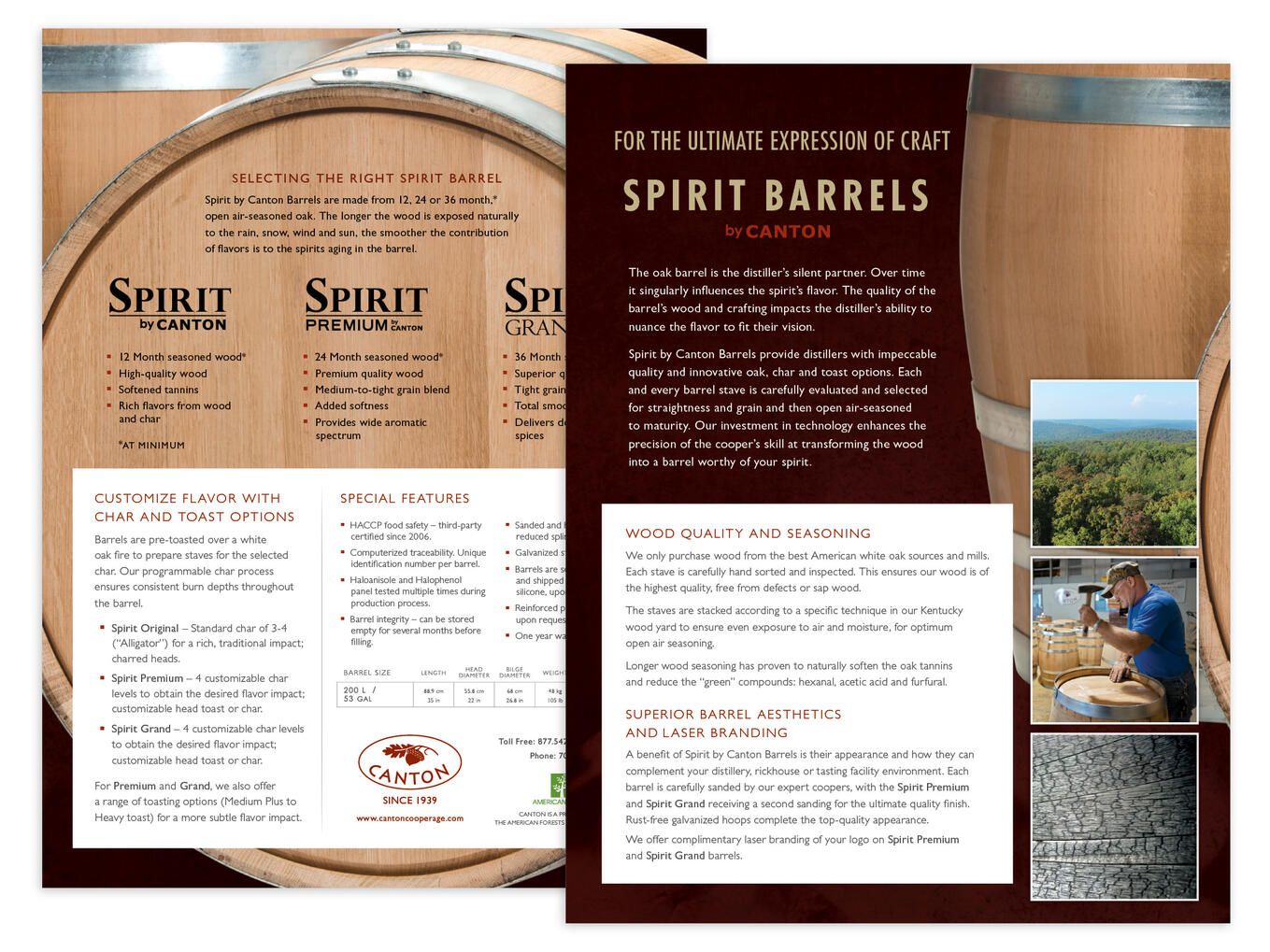 Canton Cooperage Spirit Barrels by Canton Sales Sheet