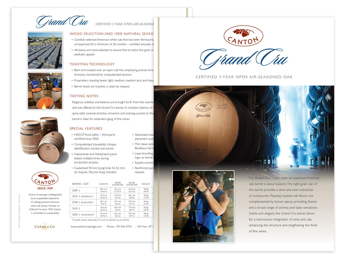 Canton Cooperage Grand Cru Sales Sheet