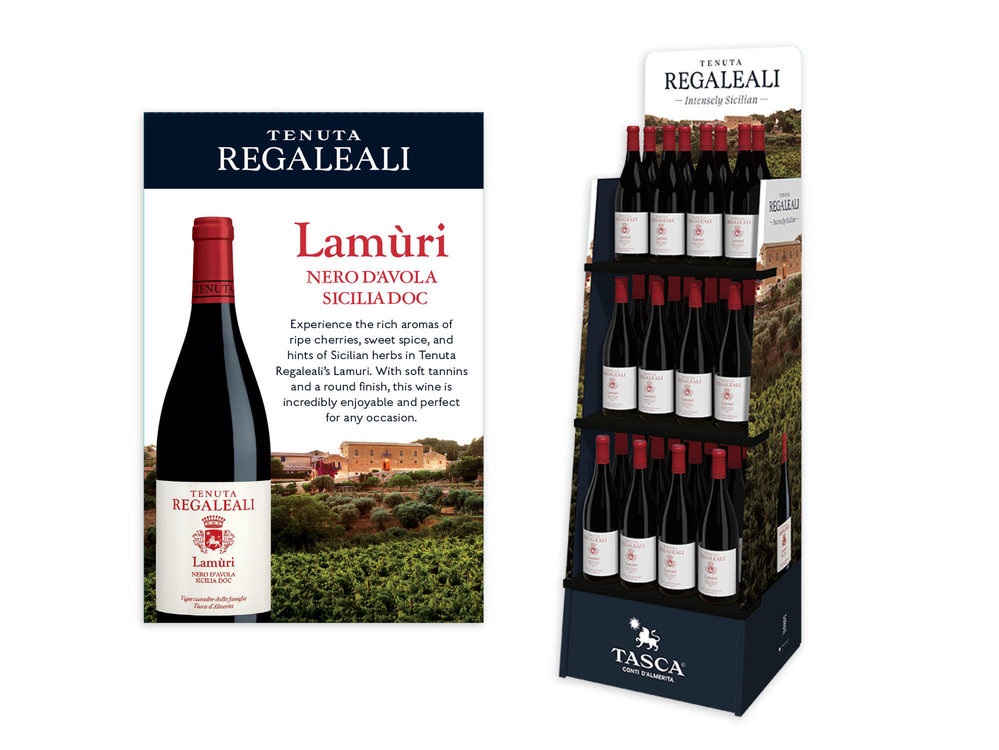 Tenuta Regaleali | Lamuri Tasting Note Table Tent & Corrugate Rack Display